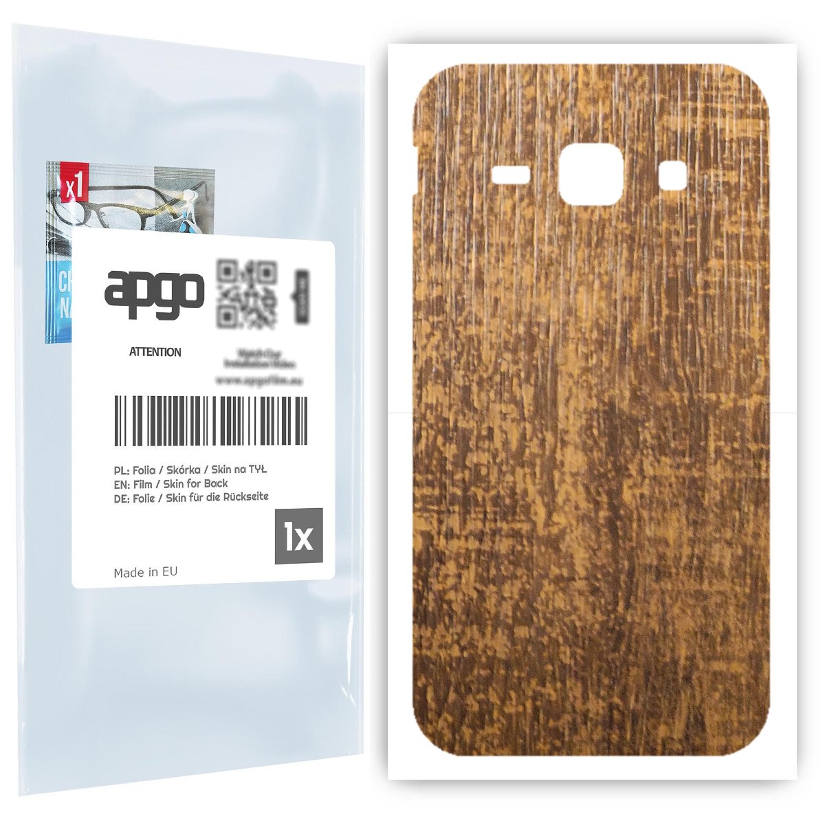 Folia naklejka skórka strukturalna na TYŁ do Samsung Galaxy J1 (2016) -  Drewno Dąb Stary - apgo SKINS