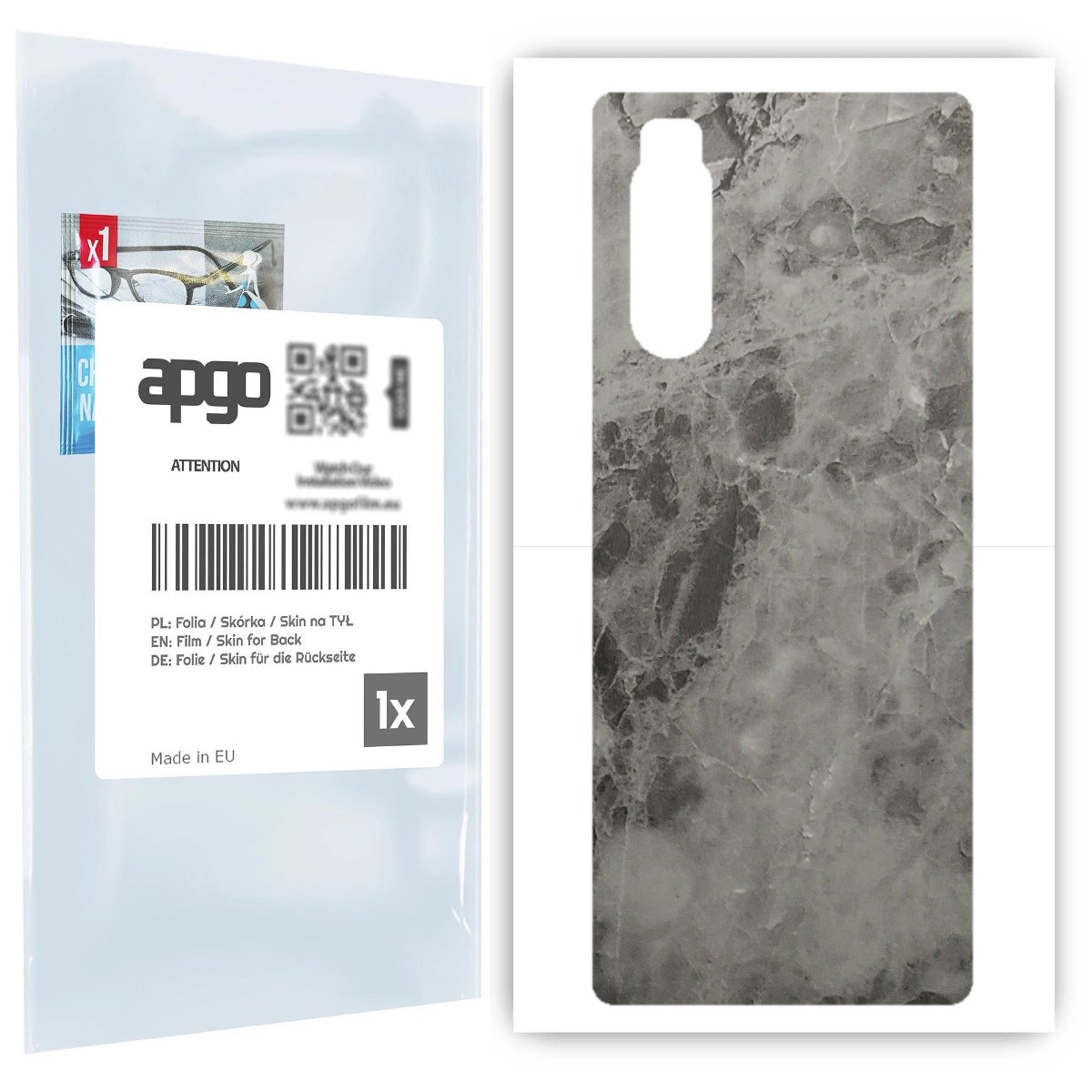 Folia naklejka skórka strukturalna na TYŁ do Sony Xperia 5 -  Marmur Czarny - apgo SKINS