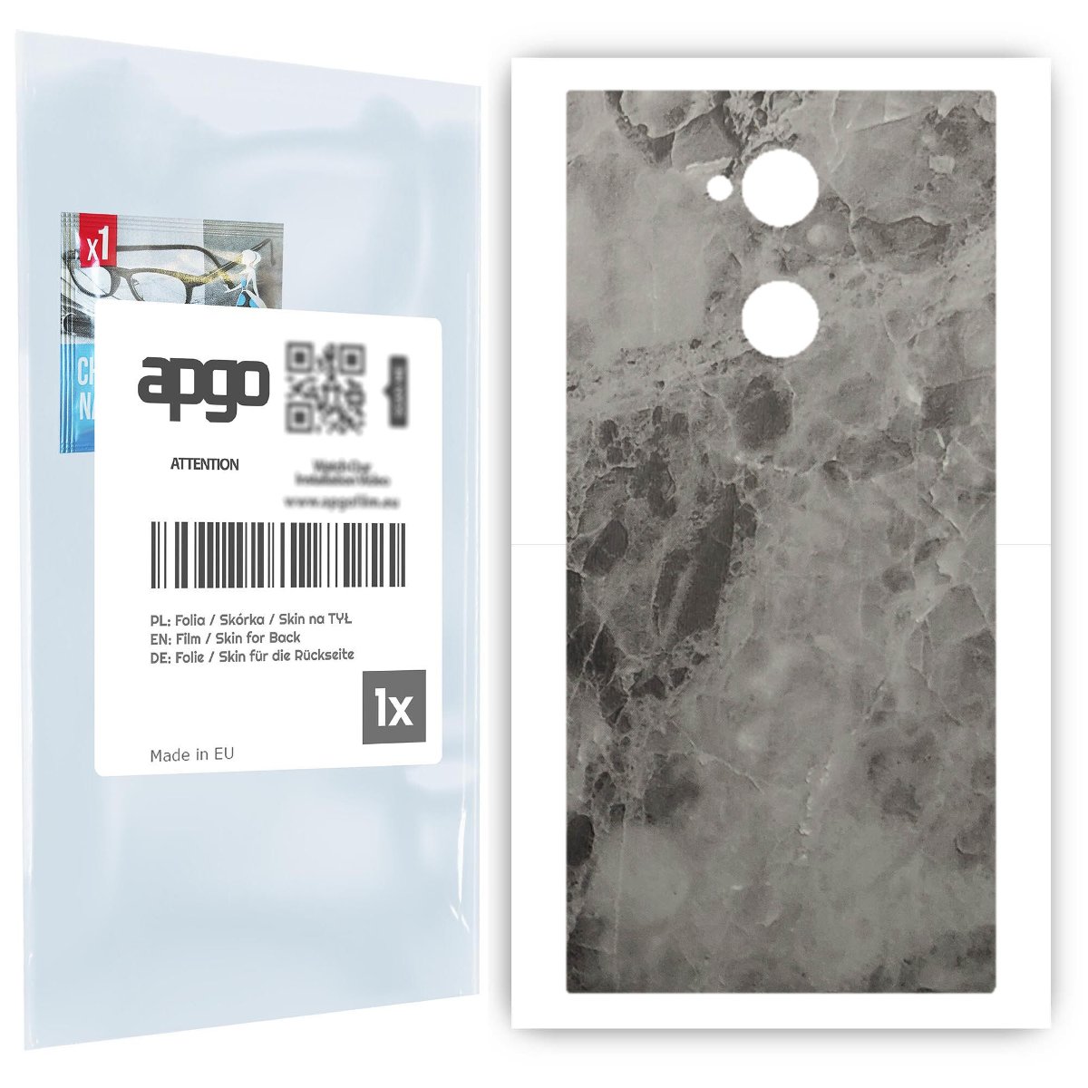 Folia naklejka skórka strukturalna na TYŁ do Sony Xperia XA2 Ultra -  Marmur Czarny - apgo SKINS