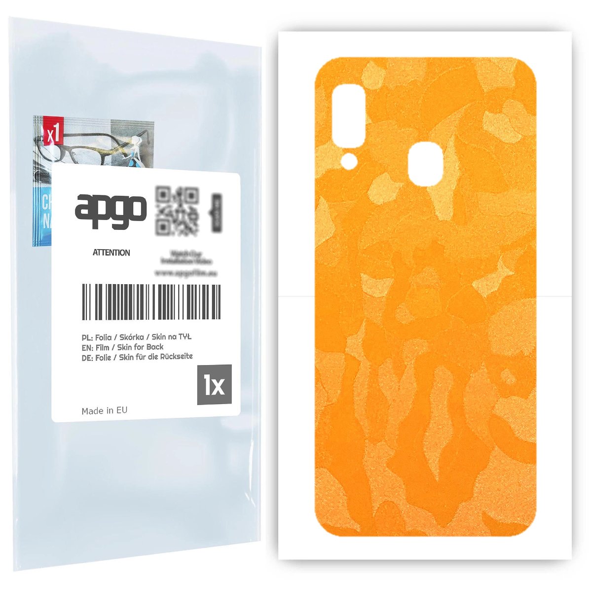 Folia naklejka skórka strukturalna na TYŁ do Samsung Galaxy A20e -  Moro | Camo Żółty - apgo SKINS