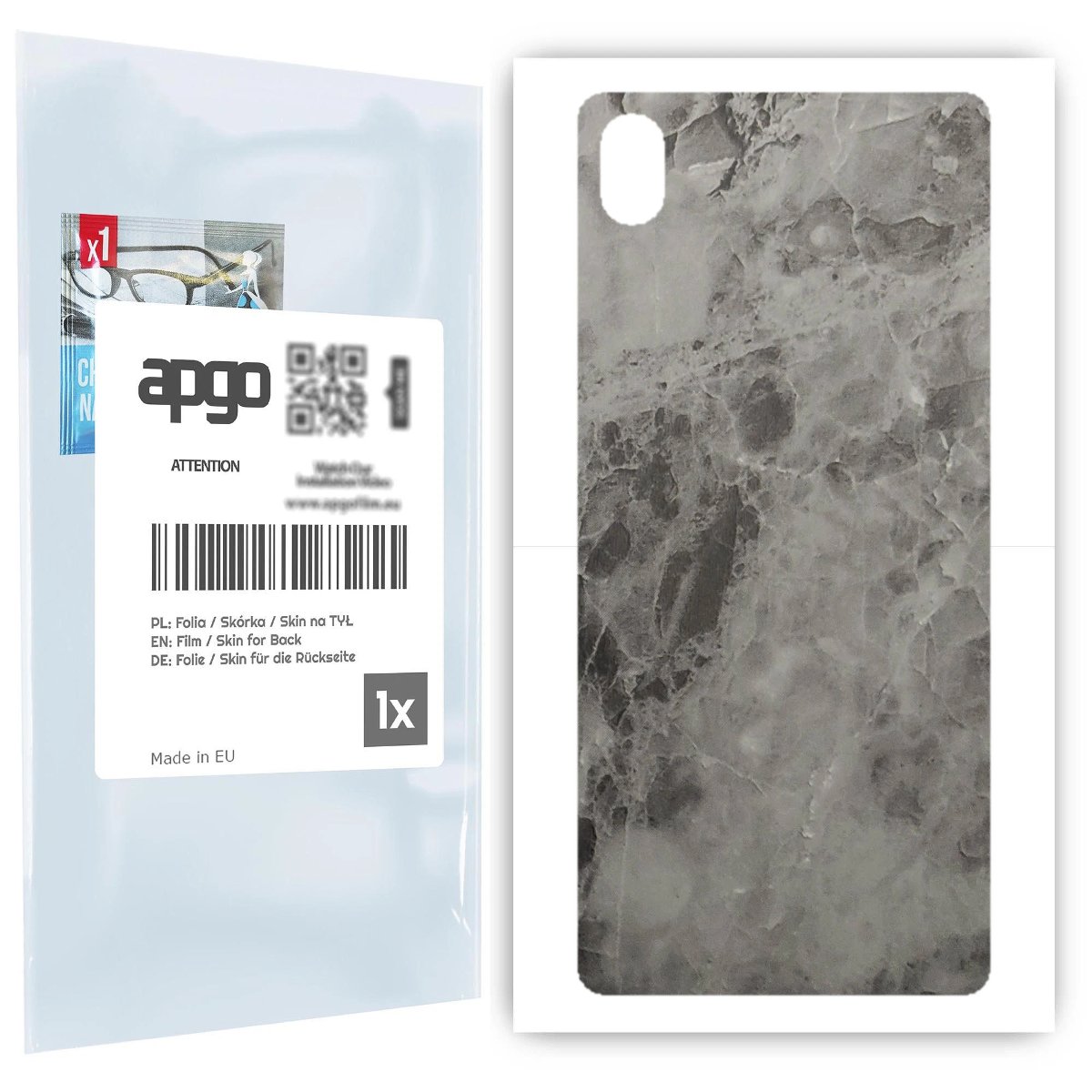 Folia naklejka skórka strukturalna na TYŁ do Sony Xperia L3 -  Marmur Czarny - apgo SKINS