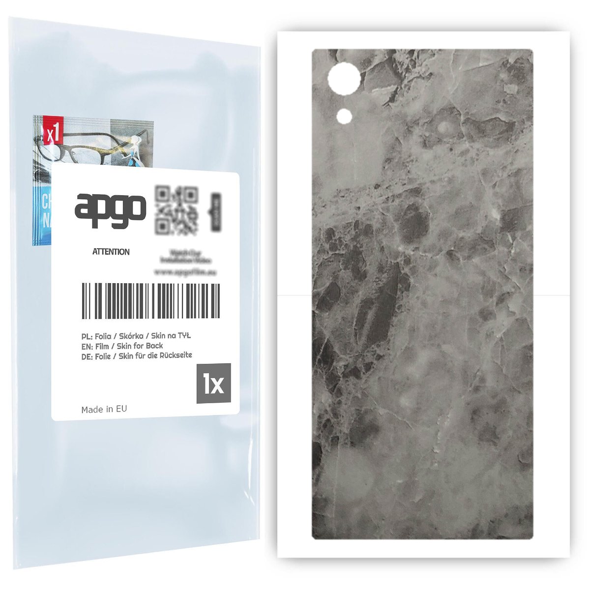 Folia naklejka skórka strukturalna na TYŁ do Sony Xperia XA1 -  Marmur Czarny - apgo SKINS