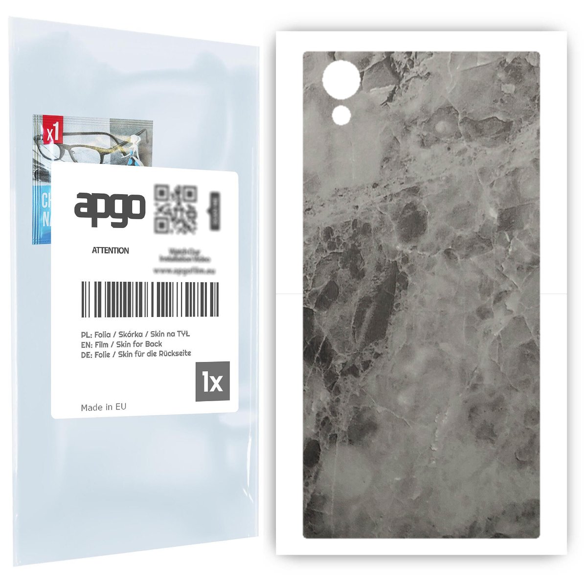 Folia naklejka skórka strukturalna na TYŁ do Sony Xperia XA1 Plus -  Marmur Czarny - apgo SKINS