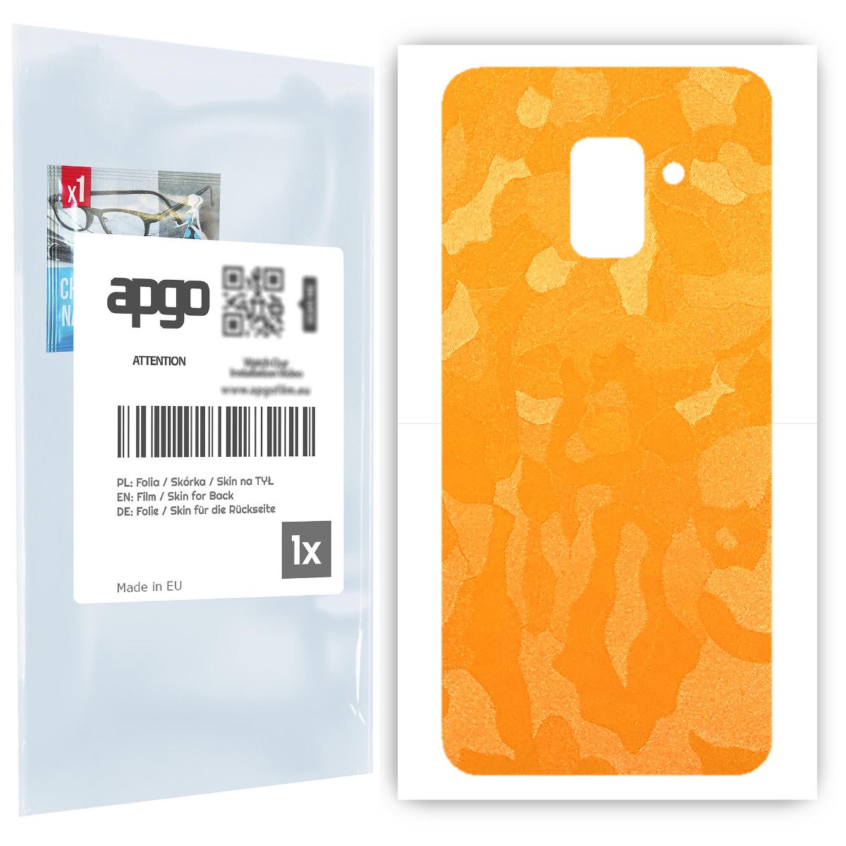 Folia naklejka skórka strukturalna na TYŁ do Samsung Galaxy A8 (2018) -  Moro | Camo Żółty - apgo SKINS