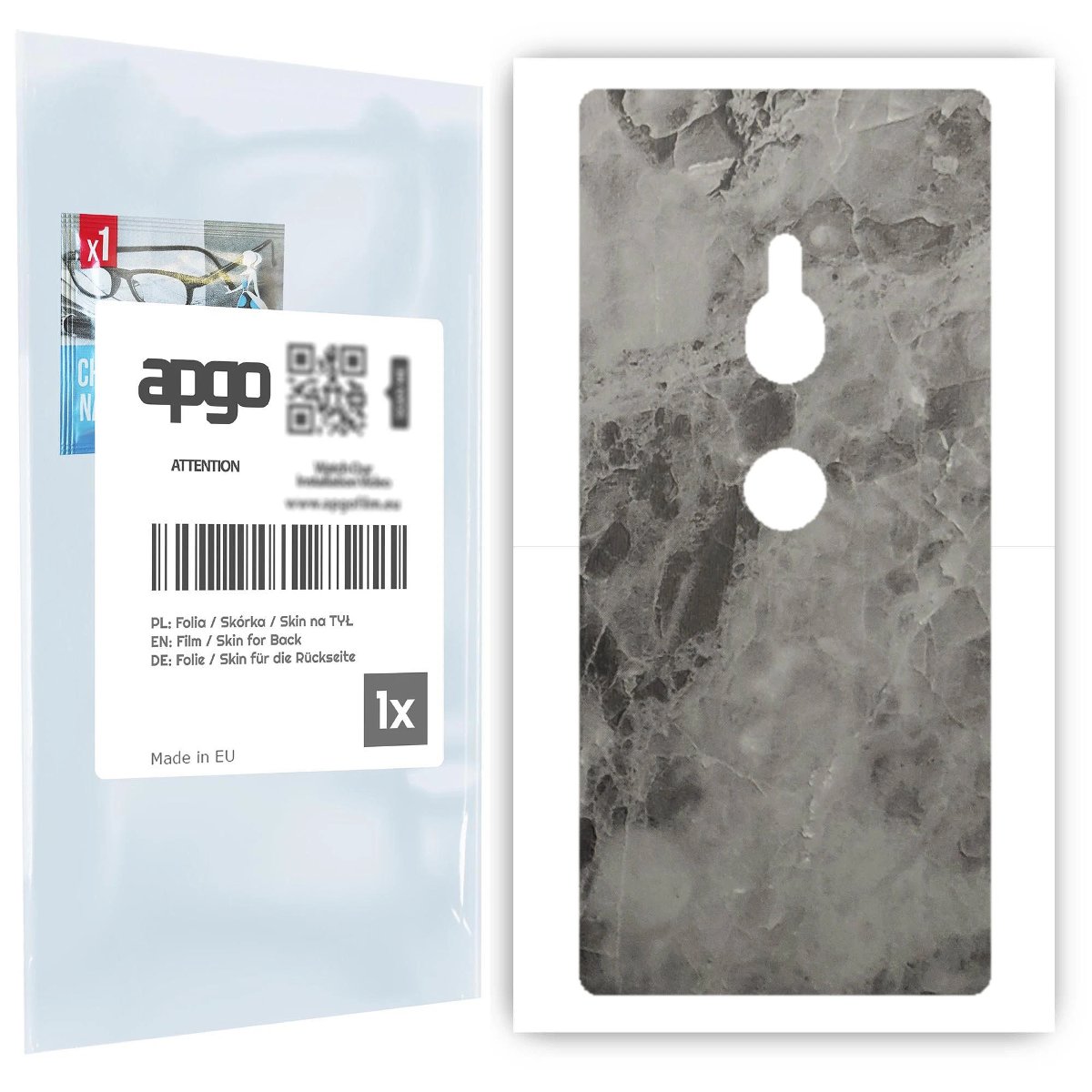 Folia naklejka skórka strukturalna na TYŁ do Sony Xperia XZ2 -  Marmur Czarny - apgo SKINS