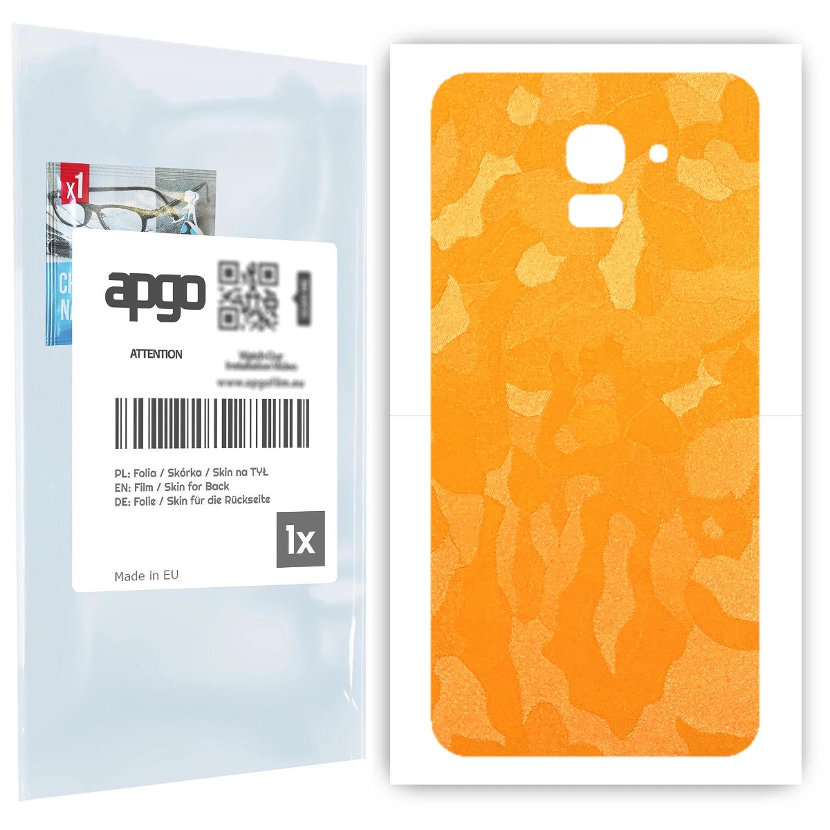 Folia naklejka skórka strukturalna na TYŁ do Samsung Galaxy J6 -  Moro | Camo Żółty - apgo SKINS