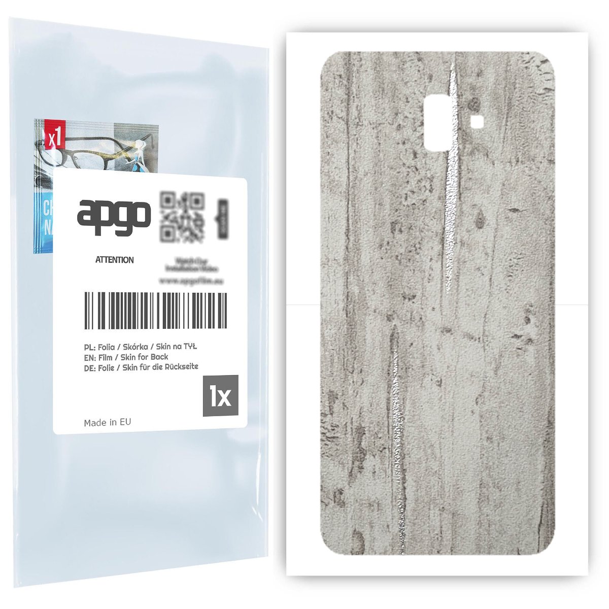 Folia naklejka skórka strukturalna na TYŁ do Samsung Galaxy J6+ -  Beton Srebrne Paski - apgo SKINS