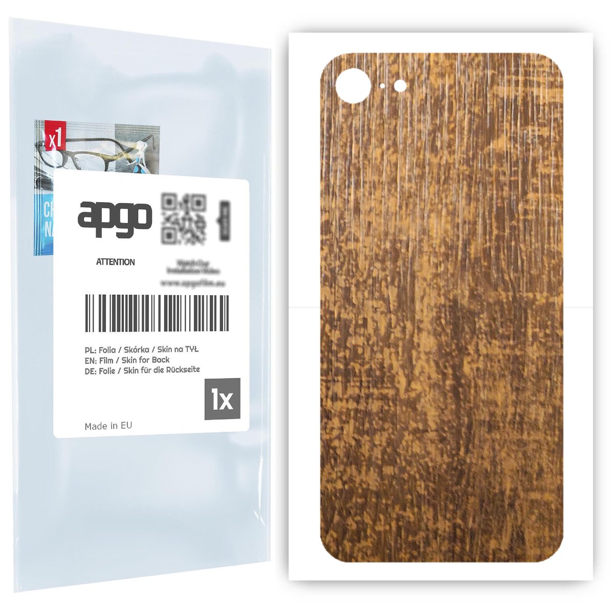 Folia naklejka skórka strukturalna na TYŁ do Apple iPhone SE (2020) -  Drewno Dąb Stary - apgo SKINS