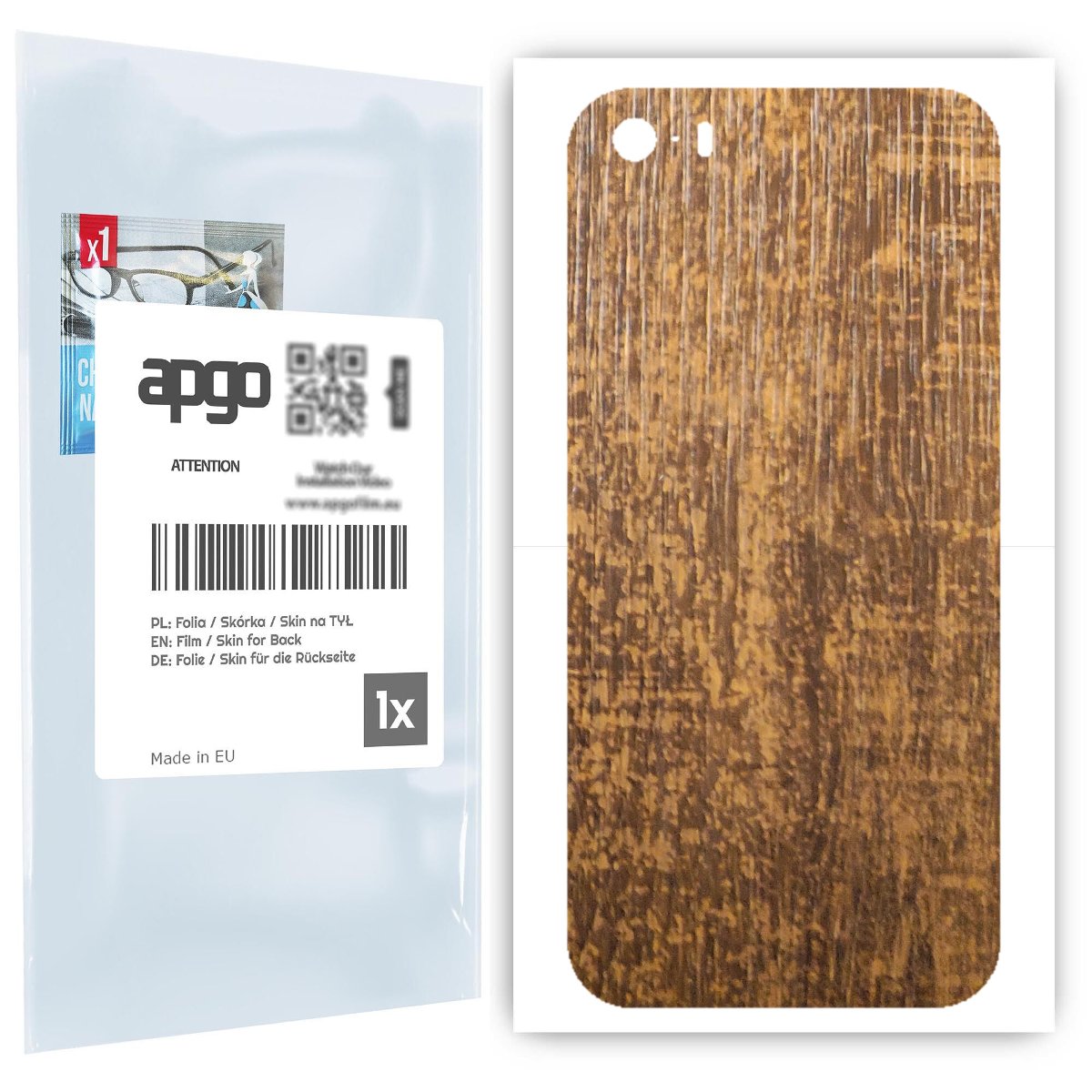 Folia naklejka skórka strukturalna na TYŁ do Apple iPhone 5 -  Drewno Dąb Stary - apgo SKINS