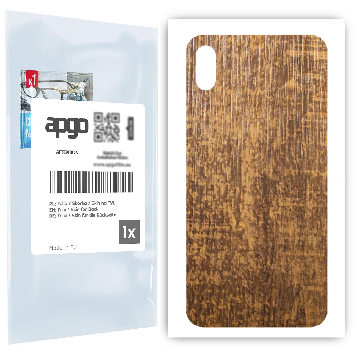 Folia naklejka skórka strukturalna na TYŁ do Apple iPhone XS Max -  Drewno Dąb Stary - apgo SKINS