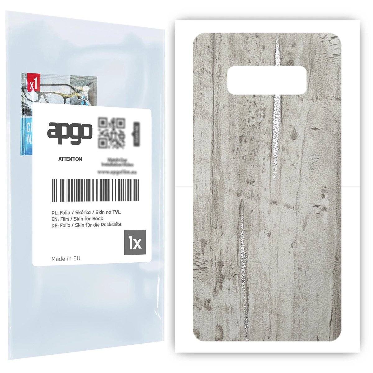 Folia naklejka skórka strukturalna na TYŁ do Samsung Galaxy Note 8 -  Beton Srebrne Paski - apgo SKINS
