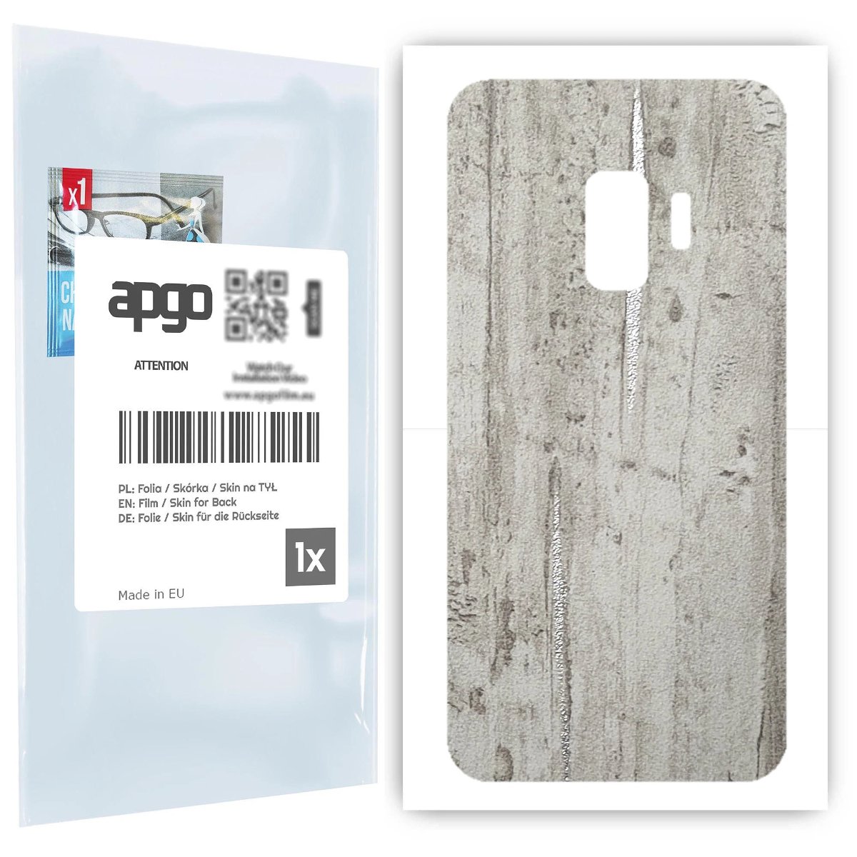 Folia naklejka skórka strukturalna na TYŁ do Samsung Galaxy S9 -  Beton Srebrne Paski - apgo SKINS