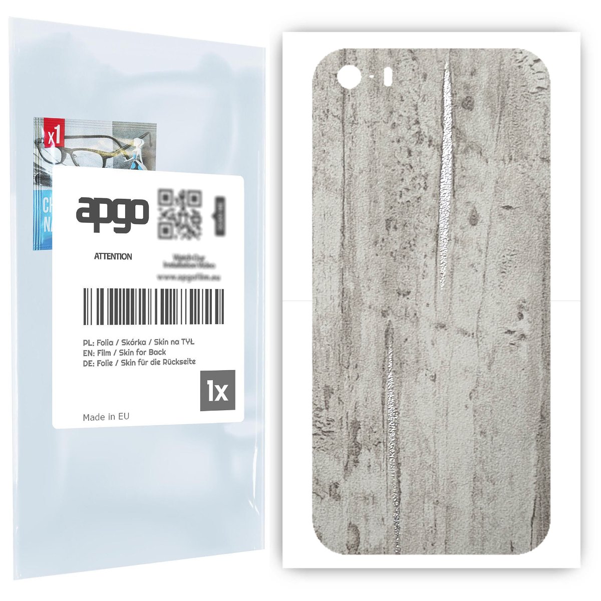 Folia naklejka skórka strukturalna na TYŁ do Apple iPhone 5 -  Beton Srebrne Paski - apgo SKINS
