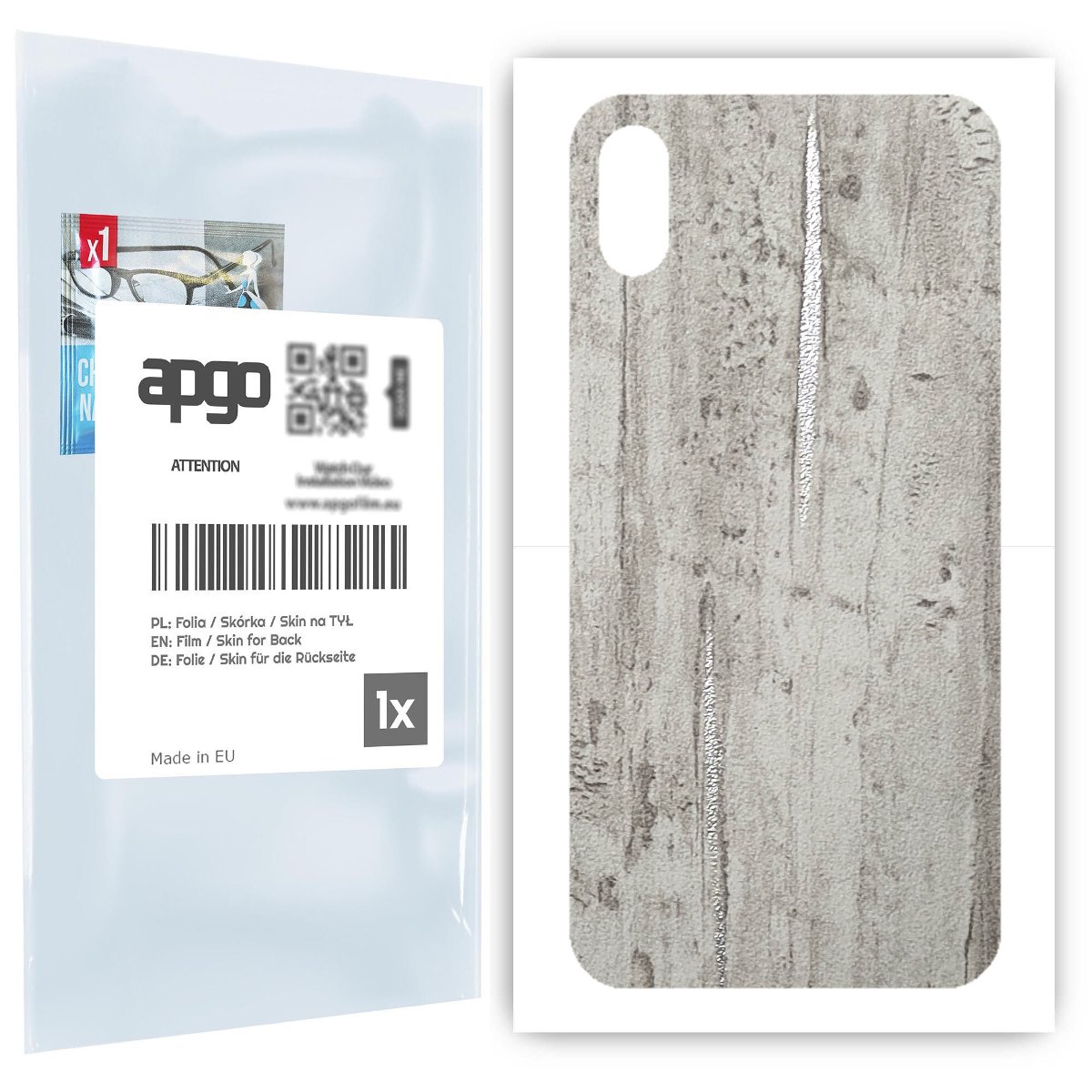 Folia naklejka skórka strukturalna na TYŁ do Apple iPhone XS -  Beton Srebrne Paski - apgo SKINS