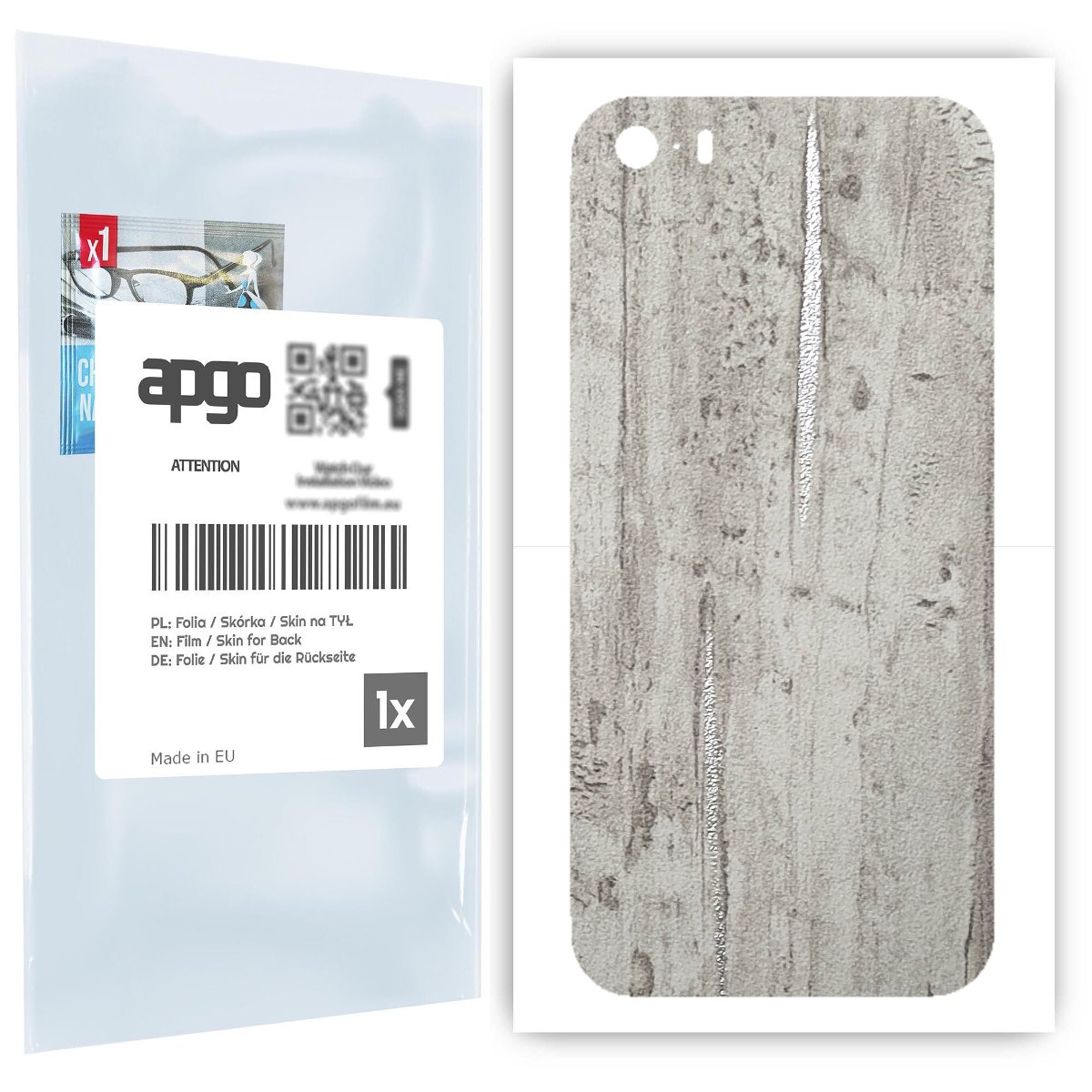 Folia naklejka skórka strukturalna na TYŁ do Apple iPhone SE (2016 pierwszy model) -  Beton Srebrne Paski - apgo SKINS