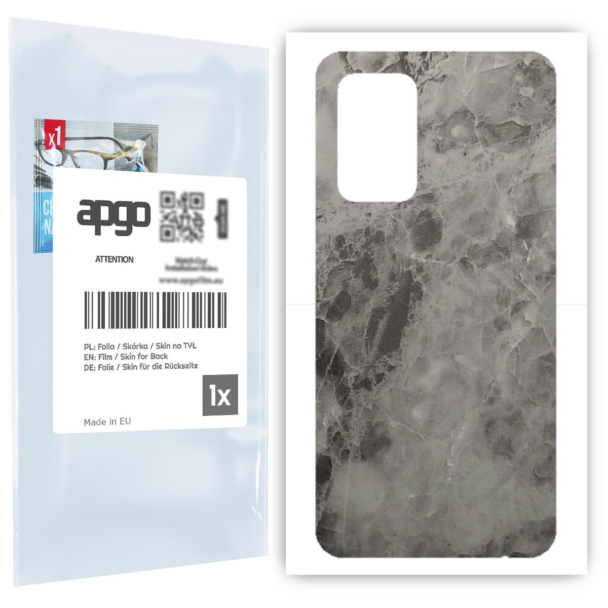 Folia naklejka skórka strukturalna na TYŁ do Samsung Galaxy A52 4G -  Marmur Czarny - apgo SKINS