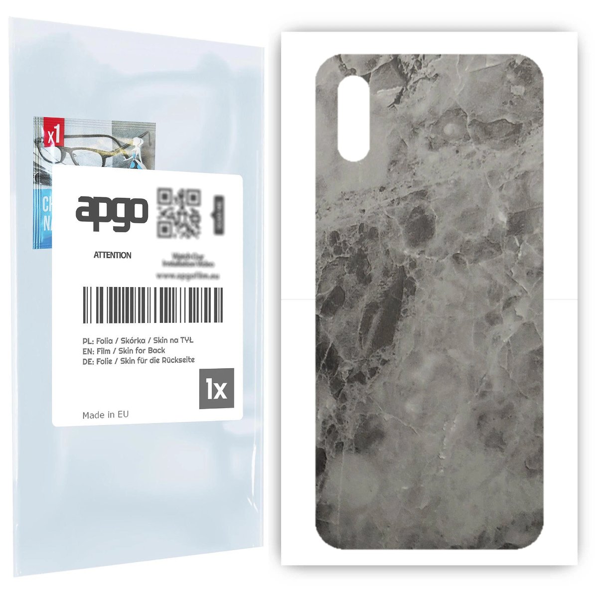 Folia naklejka skórka strukturalna na TYŁ do Xiaomi Redmi 9A -  Marmur Czarny - apgo SKINS