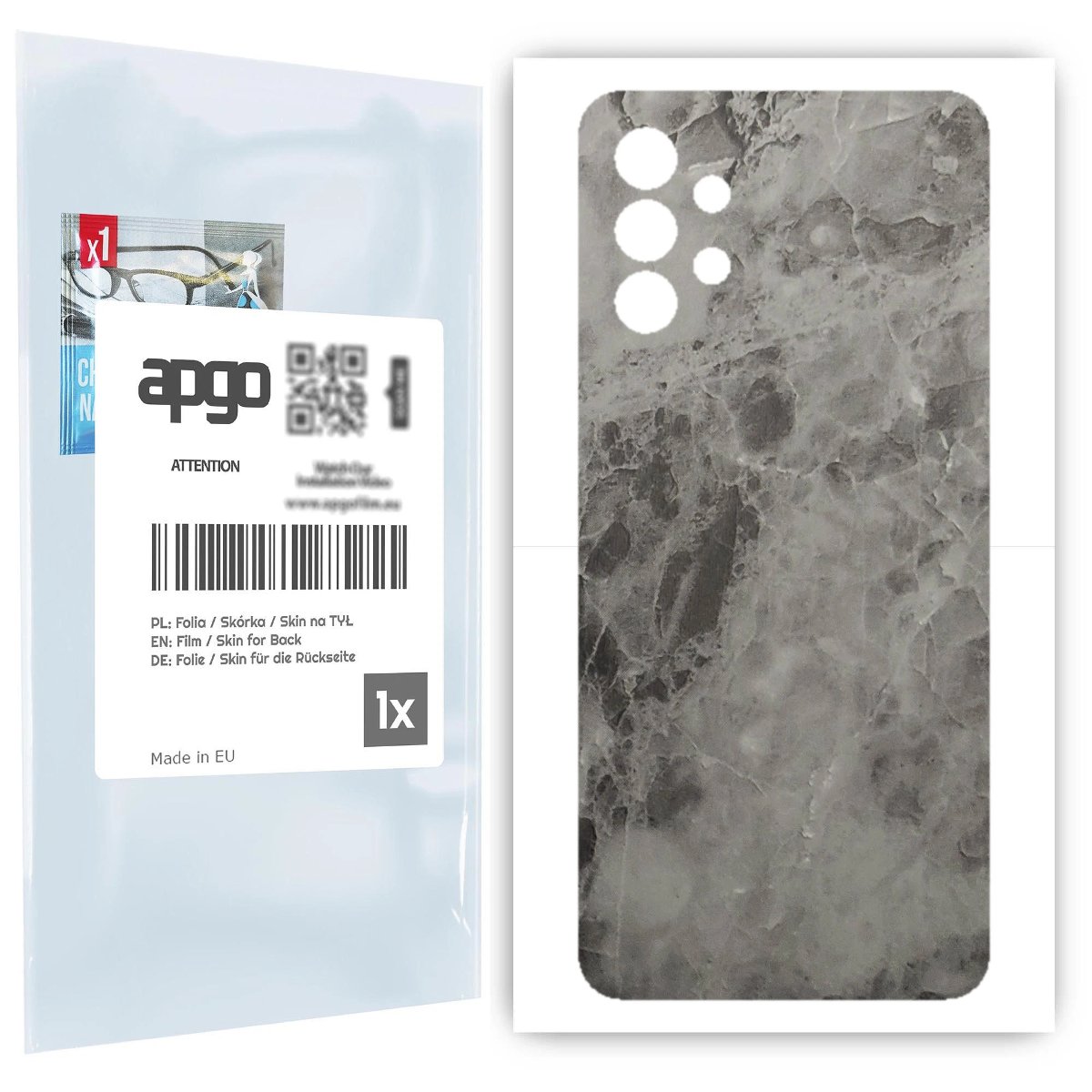Folia naklejka skórka strukturalna na TYŁ do Samsung Galaxy A32 5G -  Marmur Czarny - apgo SKINS