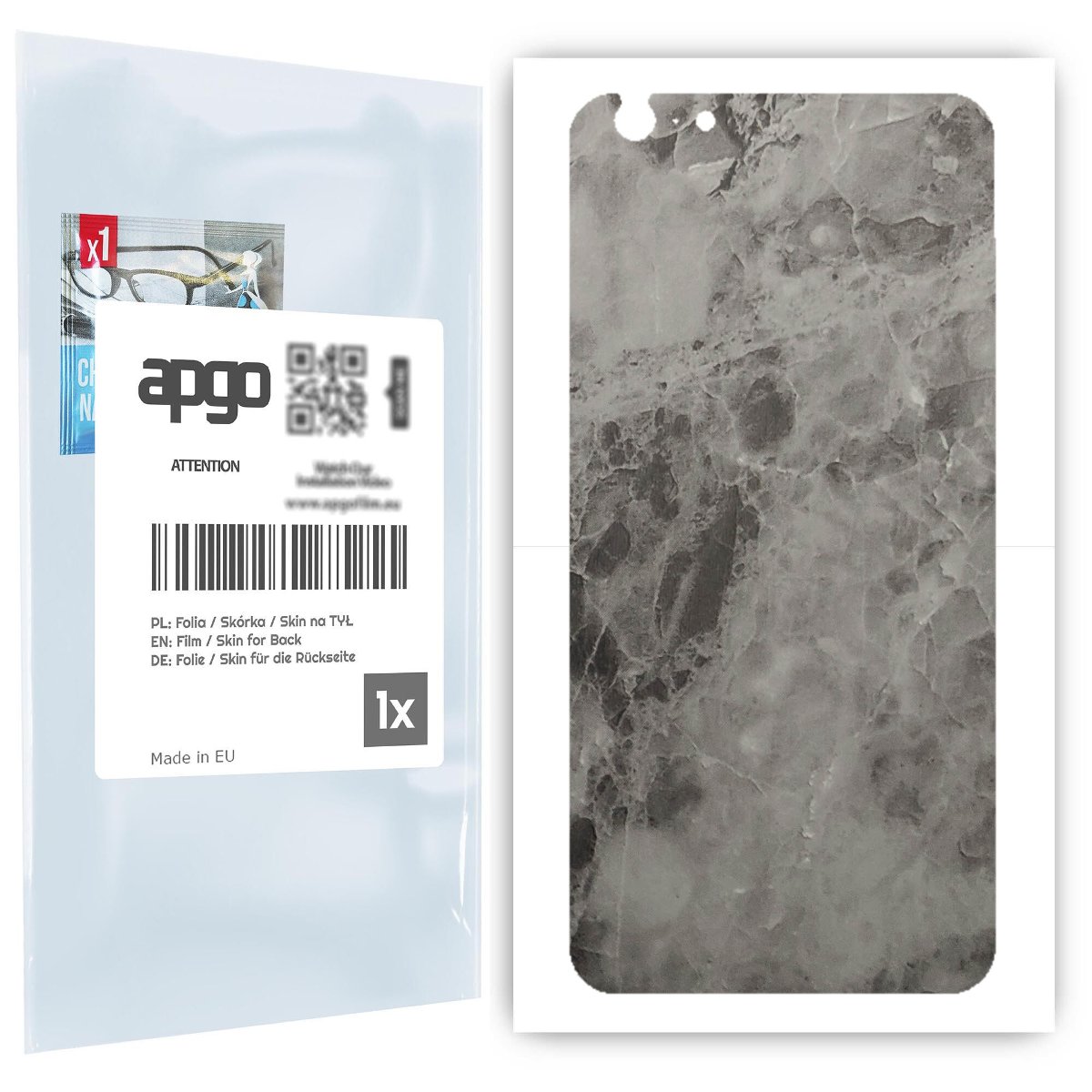 Folia naklejka skórka strukturalna na TYŁ do Apple iPhone 6s Plus -  Marmur Czarny - apgo SKINS