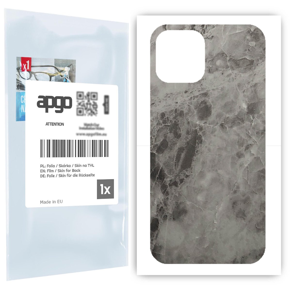 Folia naklejka skórka strukturalna na TYŁ do Apple iPhone 12 Pro Max -  Marmur Czarny - apgo SKINS