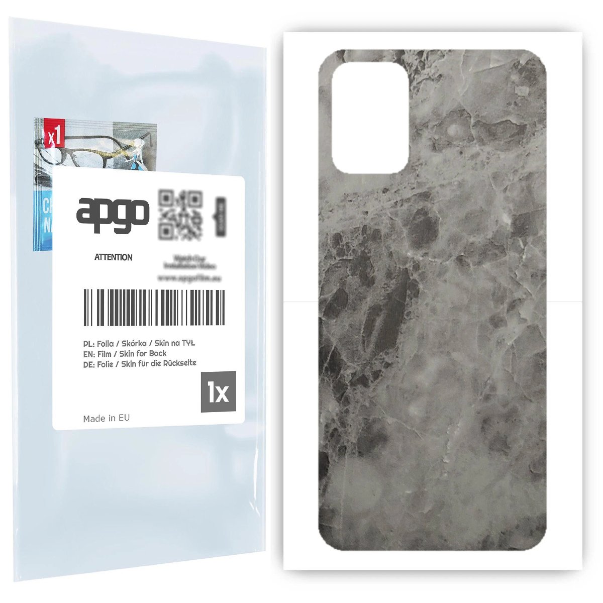 Folia naklejka skórka strukturalna na TYŁ do LG K52 -  Marmur Czarny - apgo SKINS