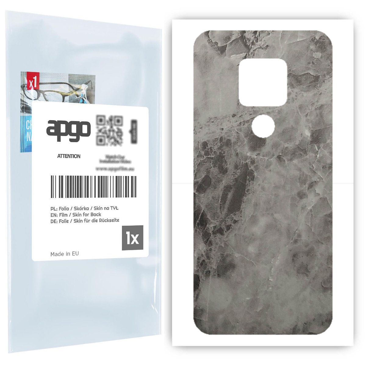 Folia naklejka skórka strukturalna na TYŁ do Cubot P30 -  Marmur Czarny - apgo SKINS