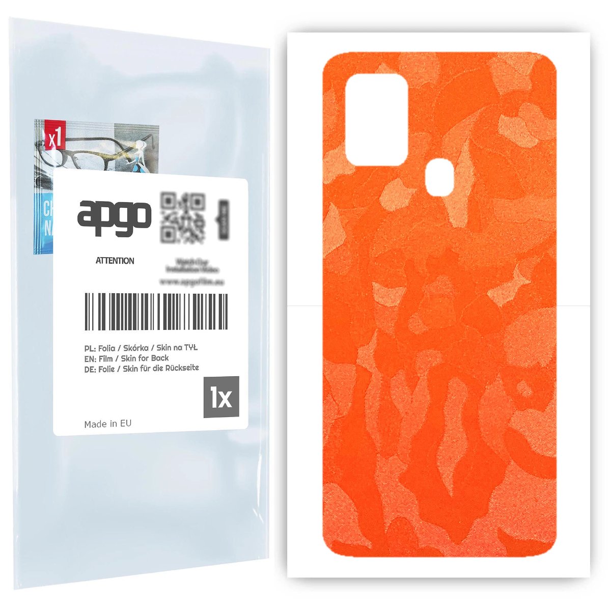 Folia naklejka skórka strukturalna na TYŁ do Samsung Galaxy A21s -  Moro | Camo Pomarańczowy - apgo SKINS
