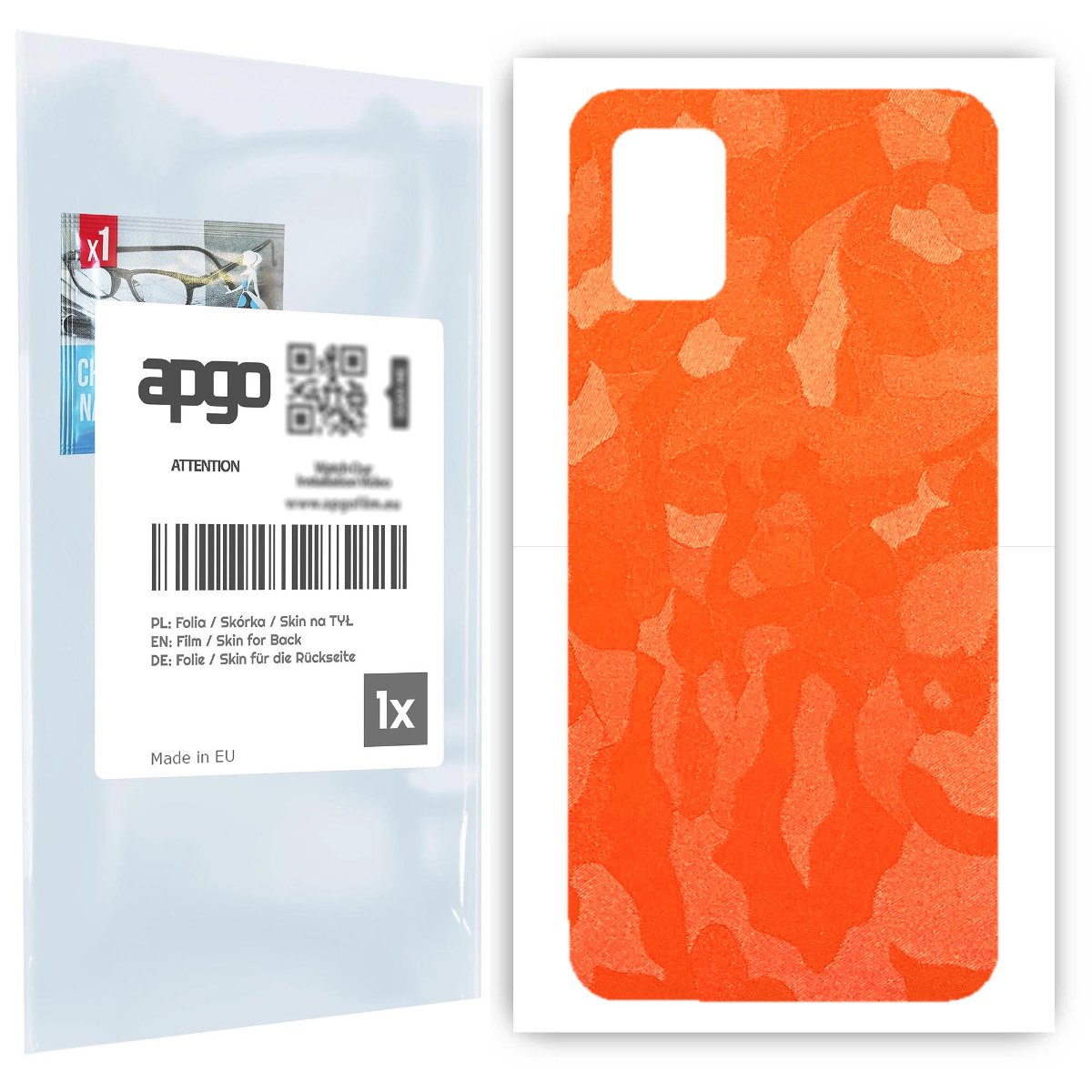 Folia naklejka skórka strukturalna na TYŁ do Samsung Galaxy A51 5G -  Moro | Camo Pomarańczowy - apgo SKINS