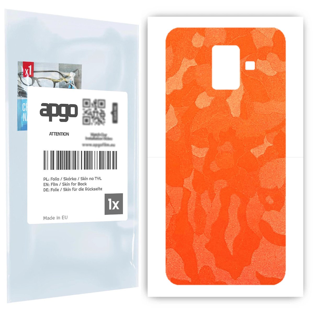 Folia naklejka skórka strukturalna na TYŁ do Samsung Galaxy A6 (2018) -  Moro | Camo Pomarańczowy - apgo SKINS