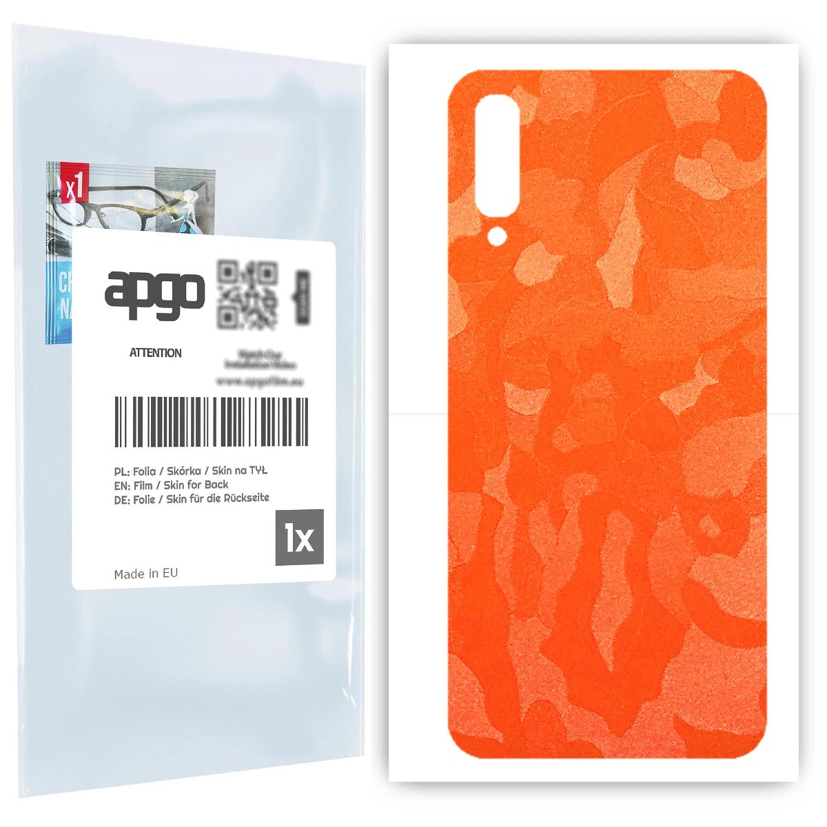 Folia naklejka skórka strukturalna na TYŁ do Samsung Galaxy A70 -  Moro | Camo Pomarańczowy - apgo SKINS