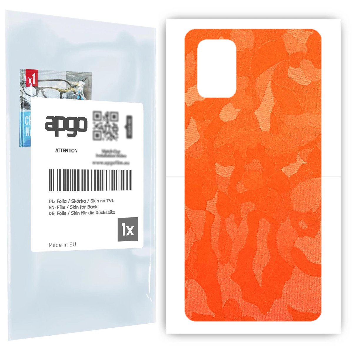 Folia naklejka skórka strukturalna na TYŁ do Samsung Galaxy A71 -  Moro | Camo Pomarańczowy - apgo SKINS