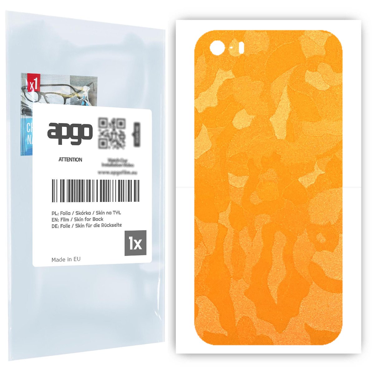 Folia naklejka skórka strukturalna na TYŁ do Apple iPhone 5 -  Moro | Camo Żółty - apgo SKINS