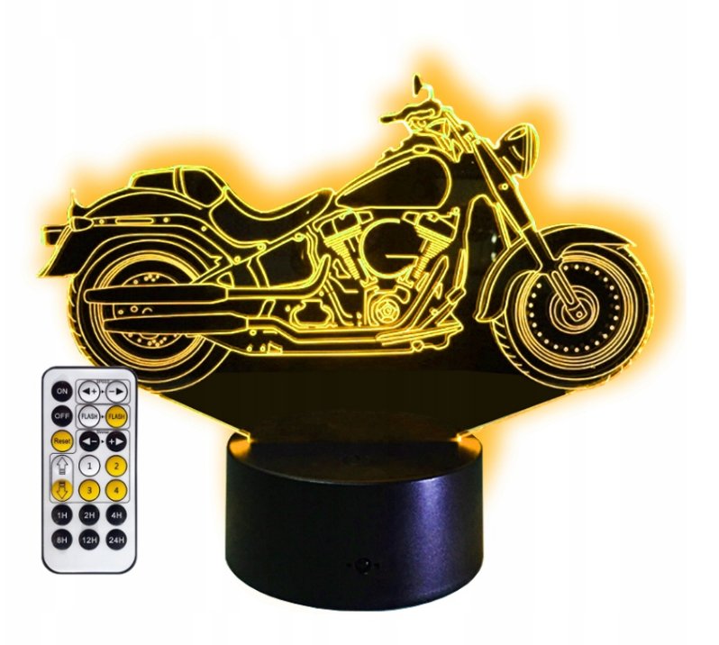 Lampka nocna 3D LED CHOPPER MOTOR MOTOCYKL USB + PILOT RGB