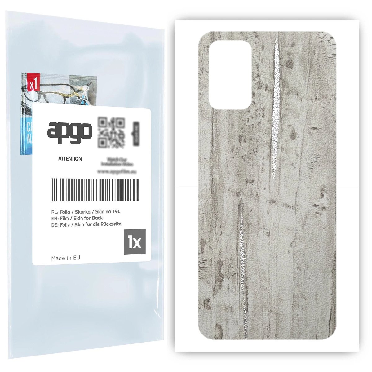 Folia naklejka skórka strukturalna na TYŁ do Samsung Galaxy A03S -  Beton Srebrne Paski - apgo SKINS