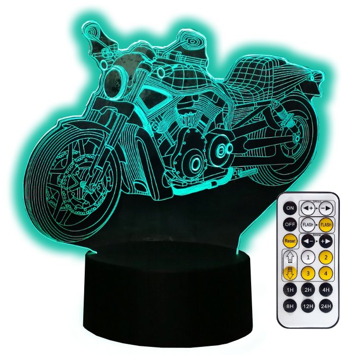 Lampka nocna 3D LED CHOPPER HARLEY MOTOR USB + PILOT RGB