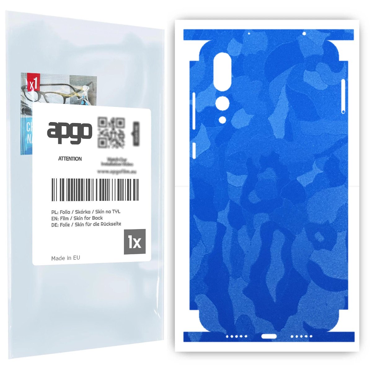 Folia naklejka skórka strukturalna na TYŁ+BOKI do Huawei P20 Pro -  Moro | Camo Niebieski - apgo SKINS