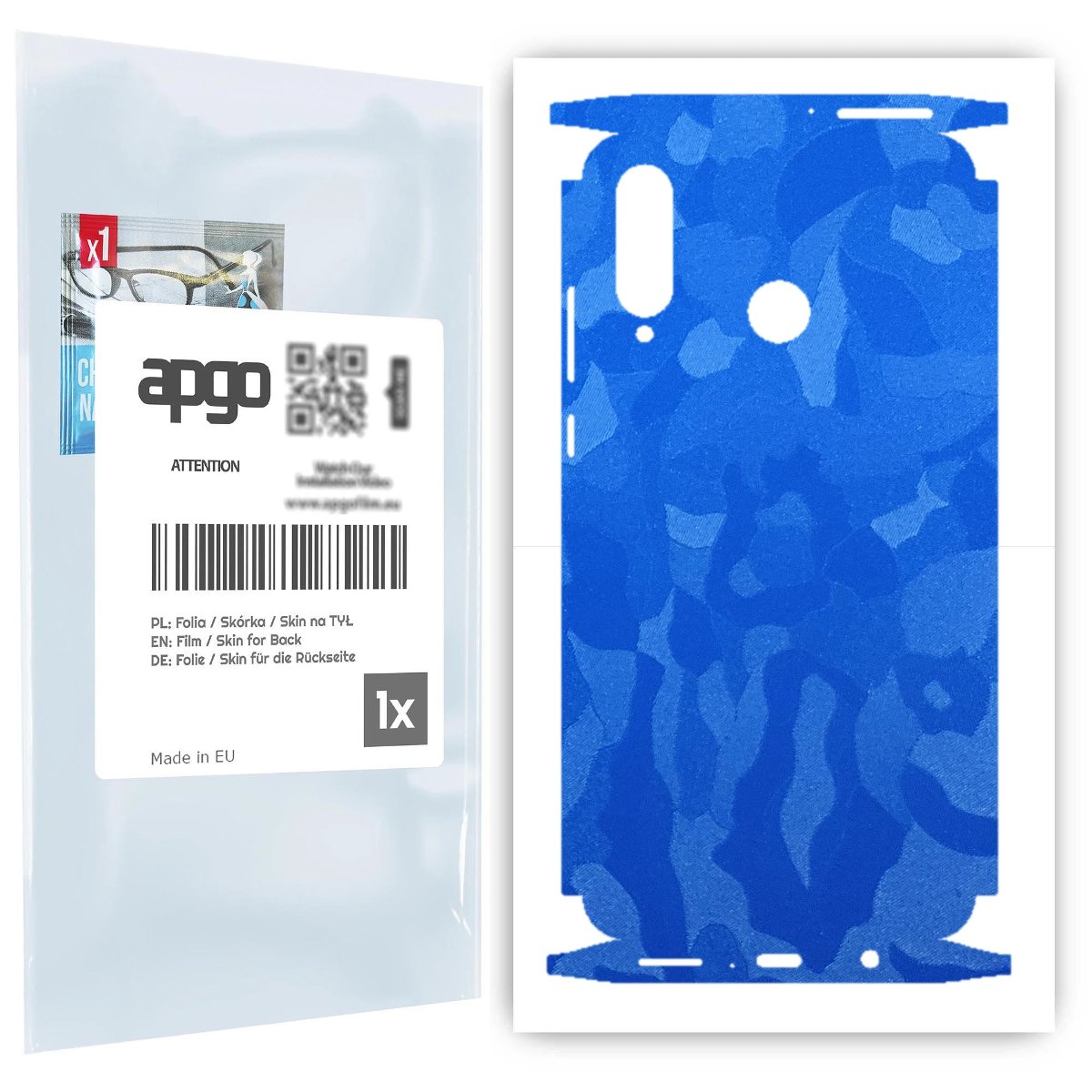 Folia naklejka skórka strukturalna na TYŁ+BOKI do Huawei P30 lite New Edition -  Moro | Camo Niebieski - apgo SKINS