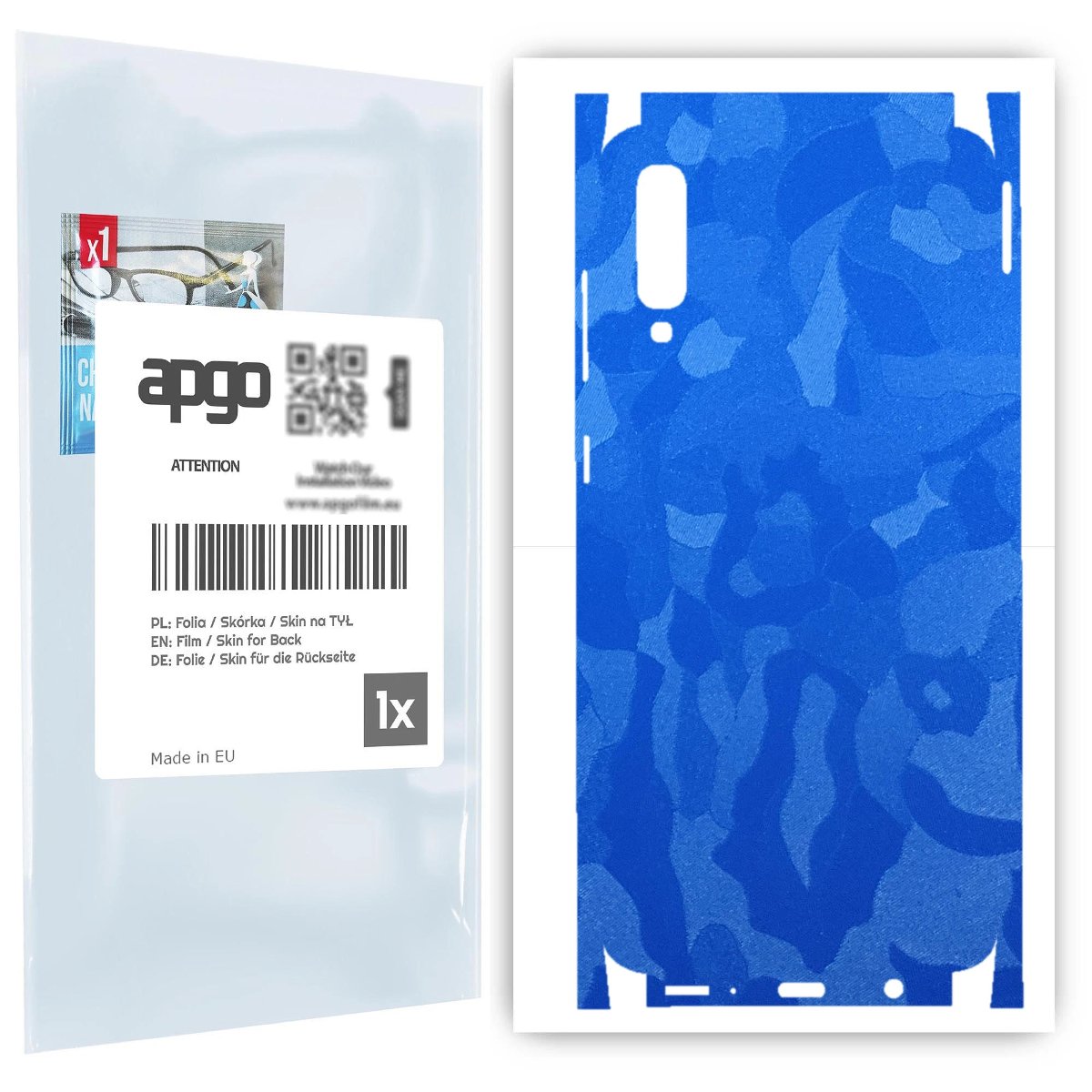 Folia naklejka skórka strukturalna na TYŁ+BOKI do Samsung Galaxy A70 -  Moro | Camo Niebieski - apgo SKINS