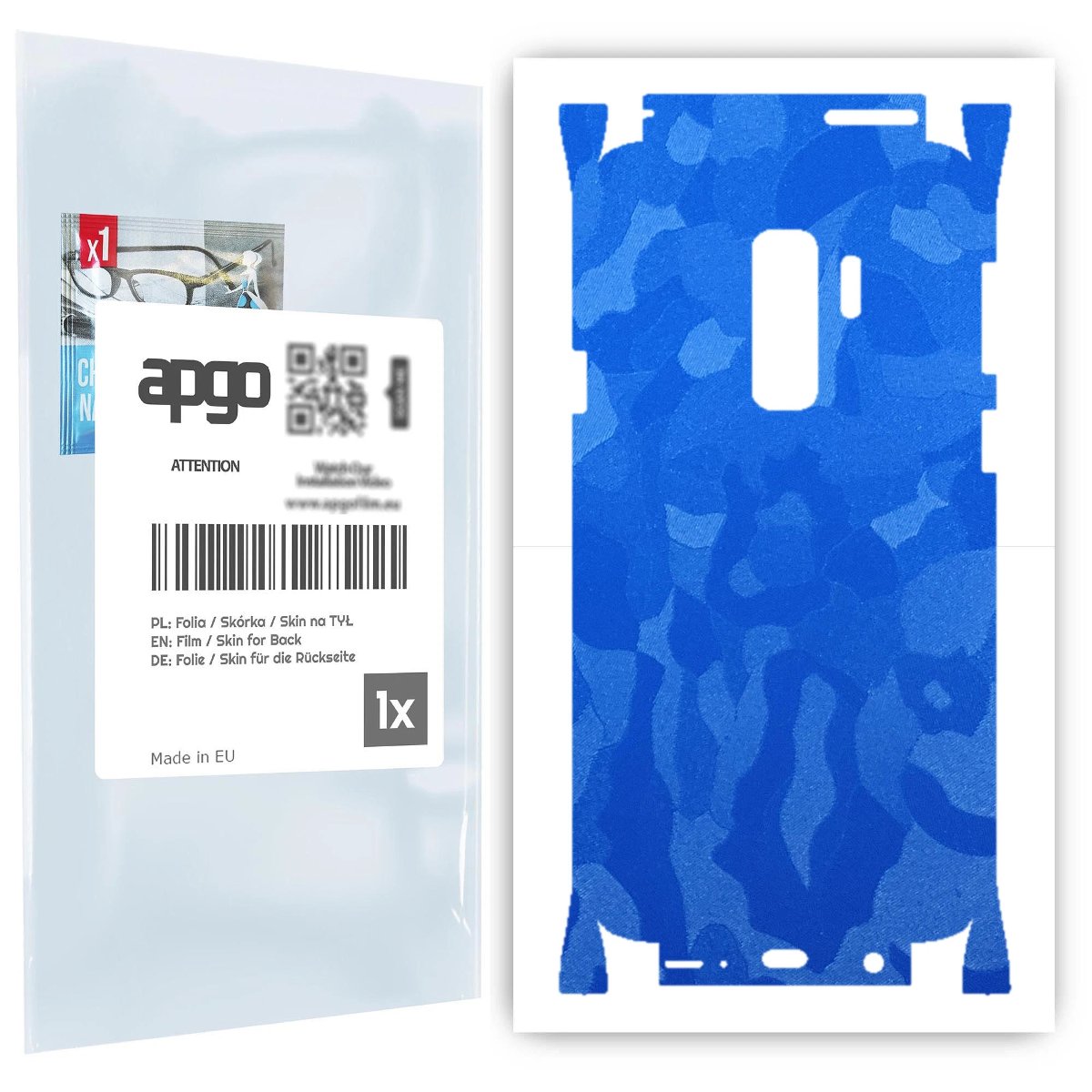 Folia naklejka skórka strukturalna na TYŁ+BOKI do Samsung Galaxy S9+ -  Moro | Camo Niebieski - apgo SKINS