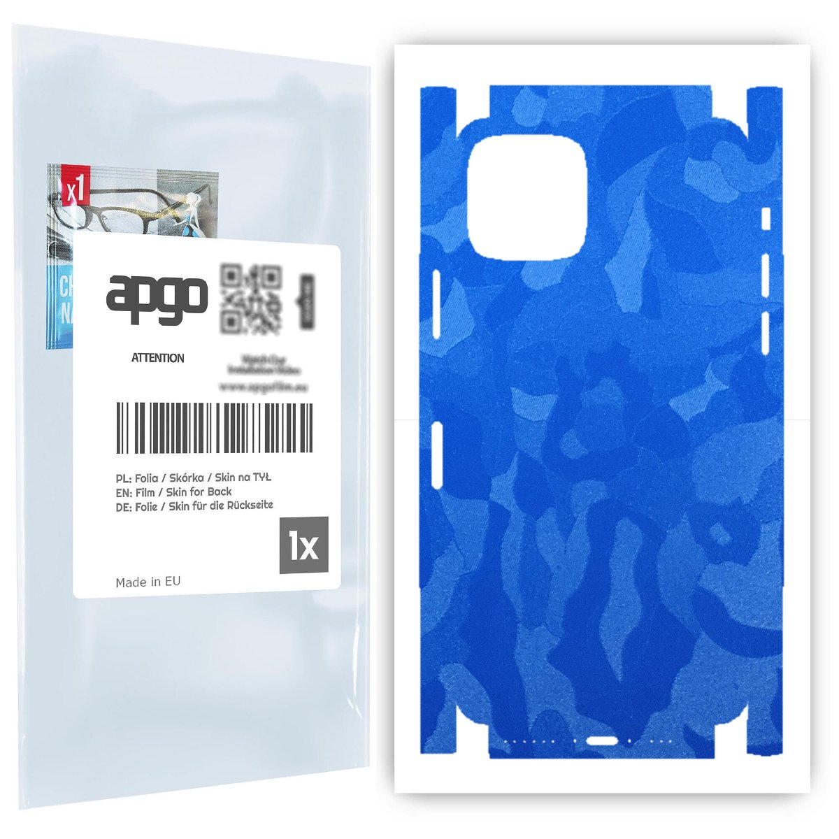 Folia naklejka skórka strukturalna na TYŁ+BOKI do Apple iPhone 11 Pro -  Moro | Camo Niebieski - apgo SKINS