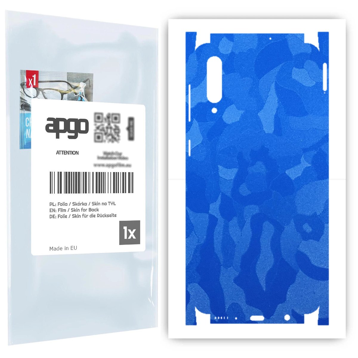 Folia naklejka skórka strukturalna na TYŁ+BOKI do Samsung Galaxy A30s -  Moro | Camo Niebieski - apgo SKINS