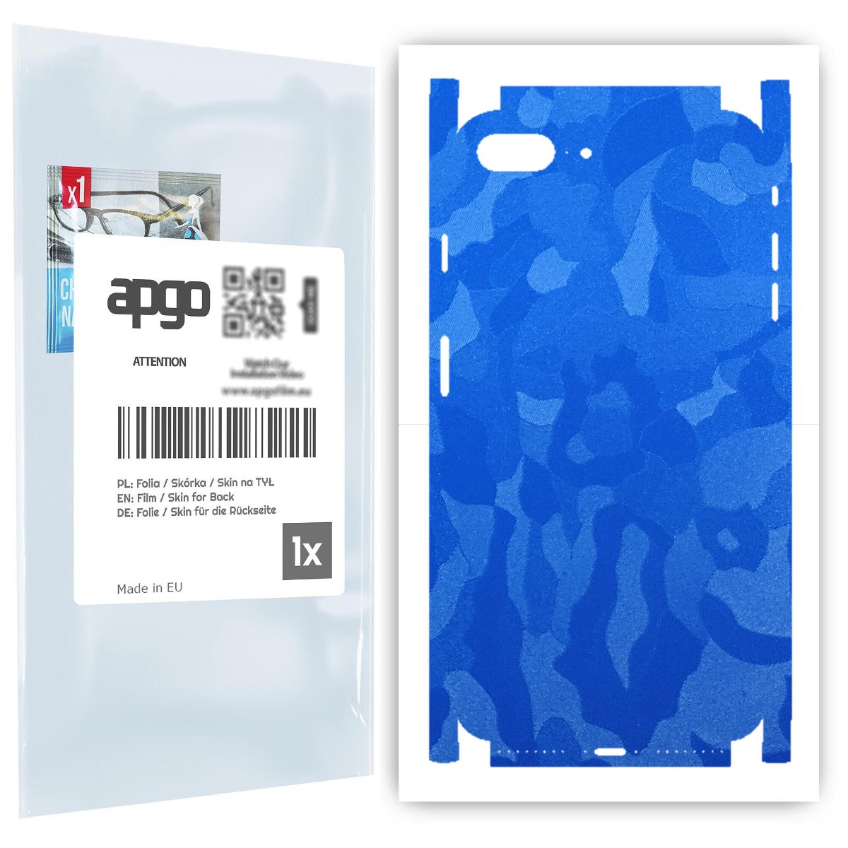 Folia naklejka skórka strukturalna na TYŁ+BOKI do Apple iPhone 8 Plus -  Moro | Camo Niebieski - apgo SKINS