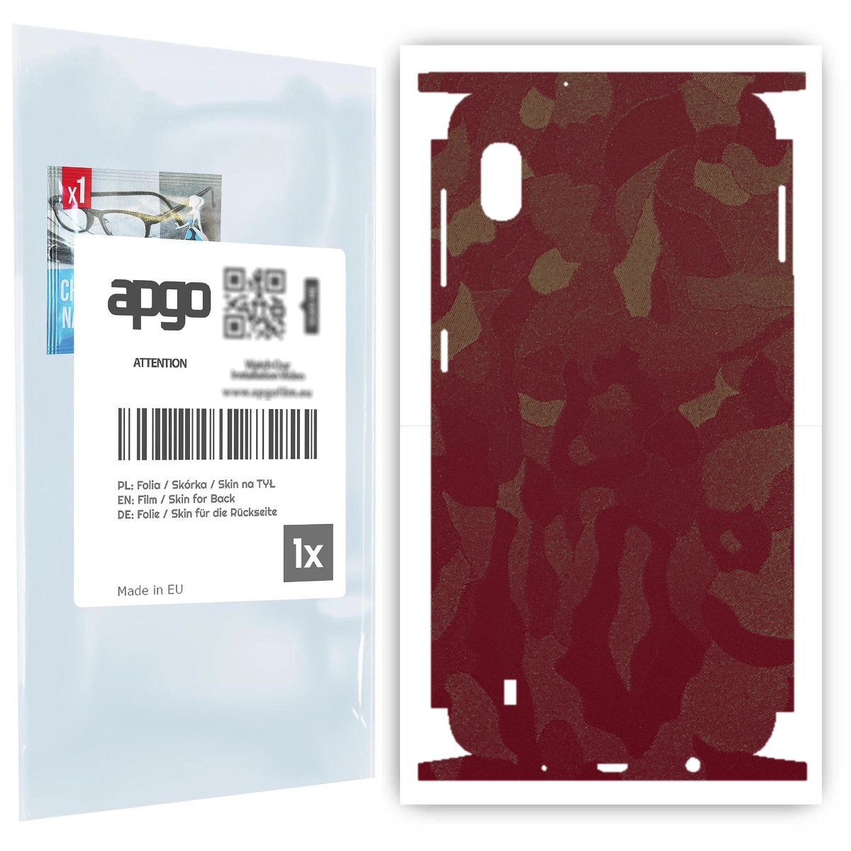 Folia naklejka skórka strukturalna na TYŁ+BOKI do Samsung Galaxy A10 -  Moro | Camo Bordowy - apgo SKINS