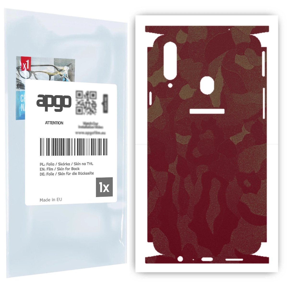 Folia naklejka skórka strukturalna na TYŁ+BOKI do Samsung Galaxy A20s -  Moro | Camo Bordowy - apgo SKINS