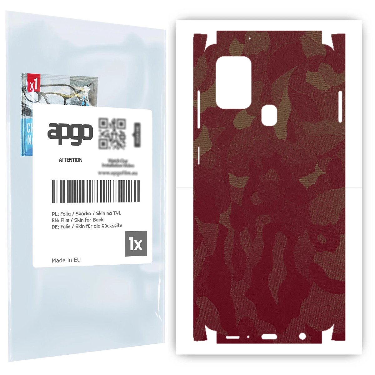 Folia naklejka skórka strukturalna na TYŁ+BOKI do Samsung Galaxy A21s -  Moro | Camo Bordowy - apgo SKINS
