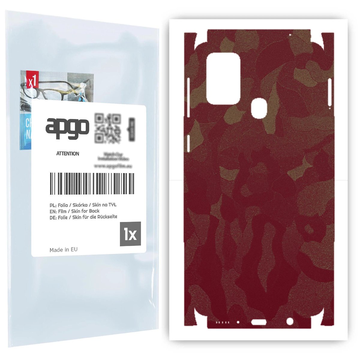 Folia naklejka skórka strukturalna na TYŁ+BOKI do Samsung Galaxy M31 -  Moro | Camo Bordowy - apgo SKINS