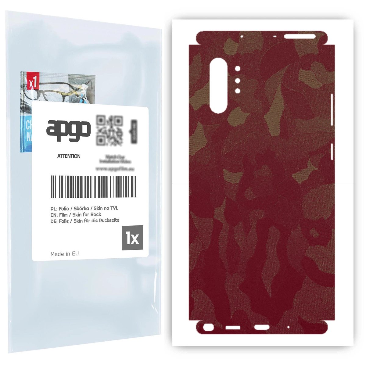 Folia naklejka skórka strukturalna na TYŁ+BOKI do Samsung Galaxy Note 10+ -  Moro | Camo Bordowy - apgo SKINS