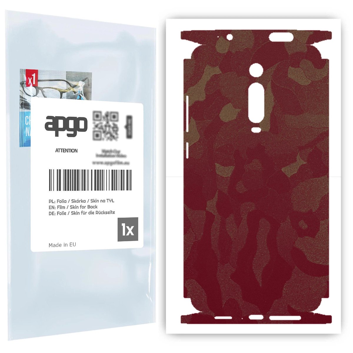 Folia naklejka skórka strukturalna na TYŁ+BOKI do Xiaomi Mi 9T -  Moro | Camo Bordowy - apgo SKINS