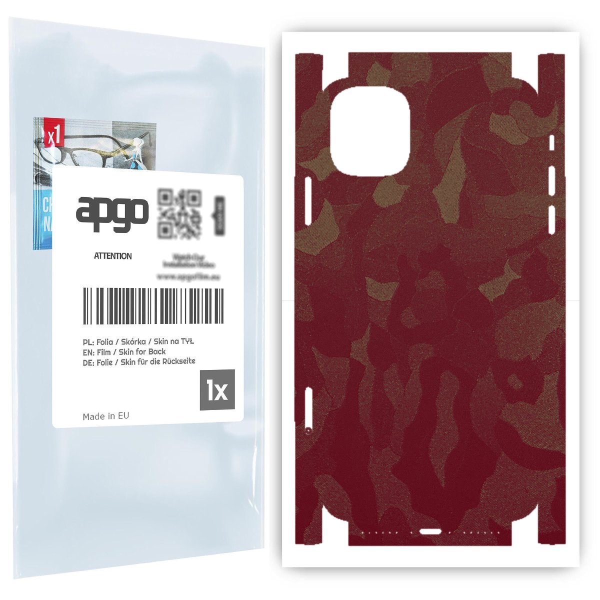 Folia naklejka skórka strukturalna na TYŁ+BOKI do Apple iPhone 11 -  Moro | Camo Bordowy - apgo SKINS