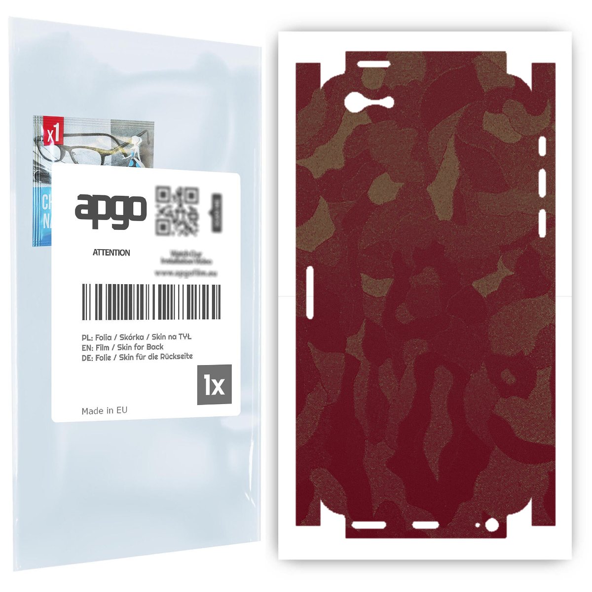 Folia naklejka skórka strukturalna na TYŁ+BOKI do Apple iPhone 5 -  Moro | Camo Bordowy - apgo SKINS